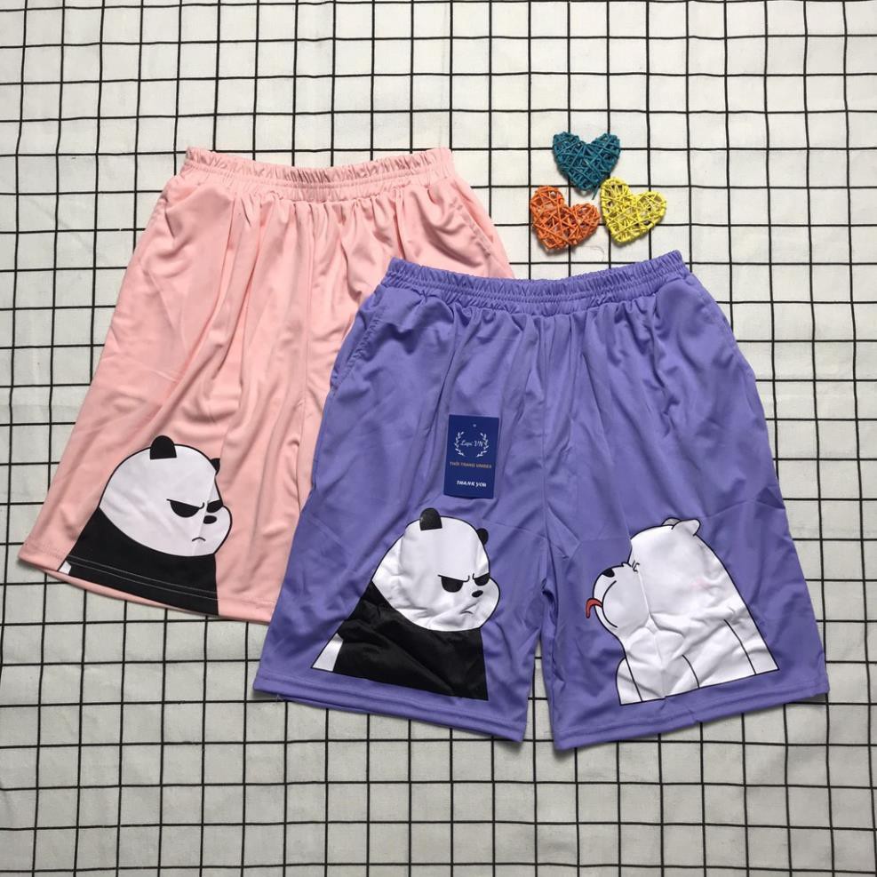 Quần Short Lửng Unisex In Hình Gấu Trúc Lapi VN ,Freesize Đến 70kg, Chất Thun Thể Thao Dày Dặn  ྇