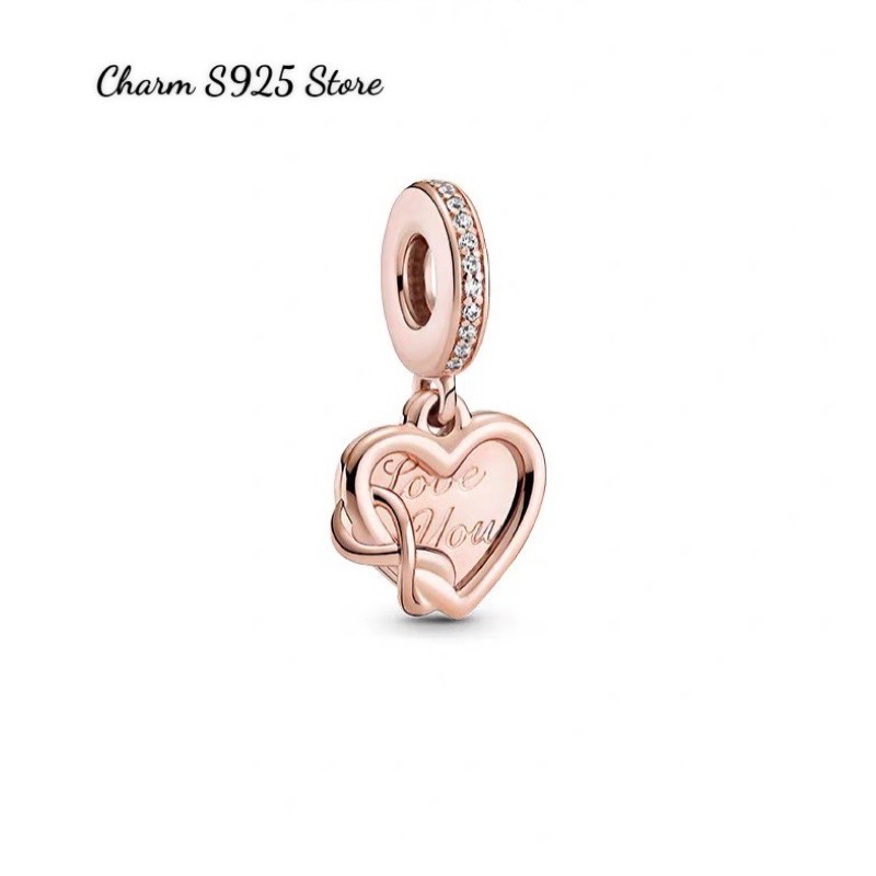 charm pan treo trái tim vàng hồng bạc s925 cao cấp