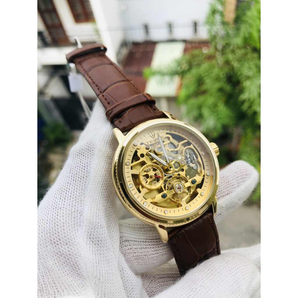 ĐỒNG HỒ CƠ LỘ MÁY NAM TEVISE T612B DÂY DA CAO CẤP CHÍNH HÃNG