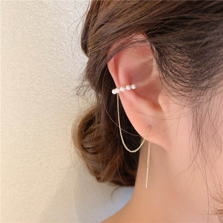 Bông Tai Mạ Bạc 925 Đính Ngọc Trai Đơn Giản Phong Cách Hàn Quốc