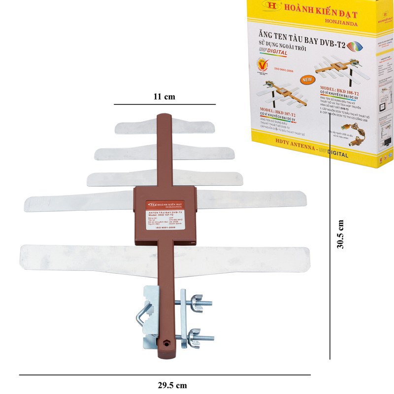 Trọn bộ anten tàu bay kỷ thuật số DVB-T2 108 + Dây cấp nguồn Usb + 12M Dây