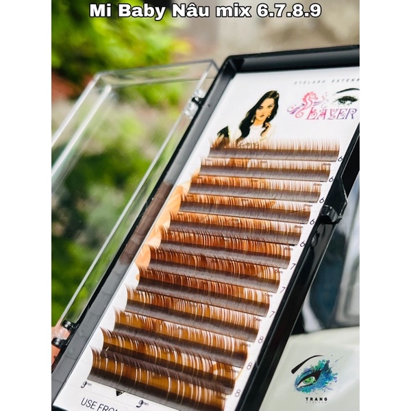 Lông mi Dưới màu đen và nâu 0.07 0.10 mix 6-9mm dùng nối mi dưới, mi siêu tự nhiên, mi Baby hoặc nối chân mày