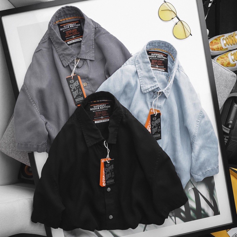 Áo sơmi nam giả denim ngắn tay