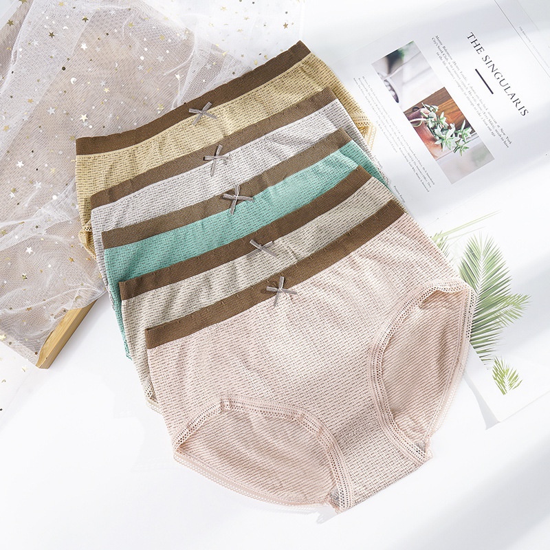 Quần lót nữ cotton cao cấp cạp nơ lưng vừa, viền ren đáy máy thoáng mát không cộm HLBOUTIQUE L14