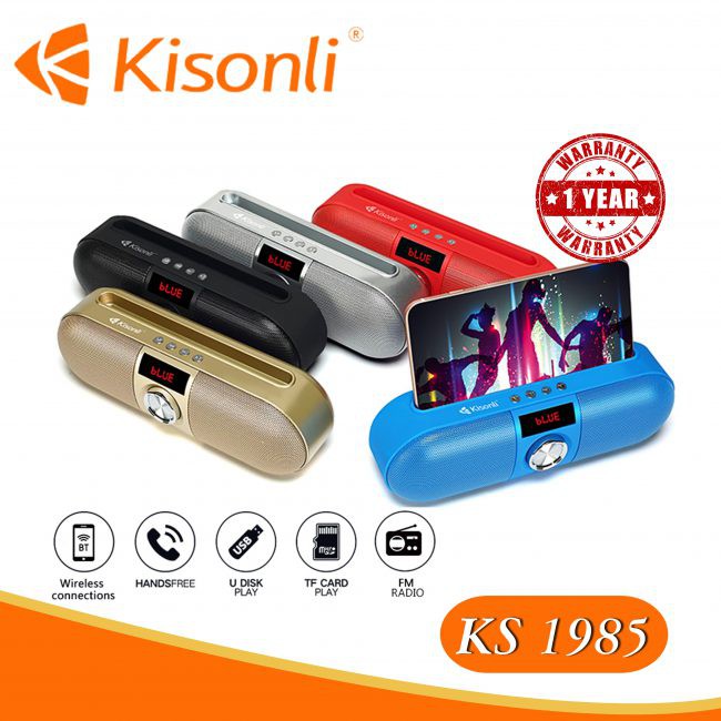 [HÀNG CHÍNH HÃNG] Loa Bluetooth Kisonli KS 1985 - Hỗ trợ thẻ nhớ, Bass trầm ấm, Đài FM, Giá đỡ điện thoại