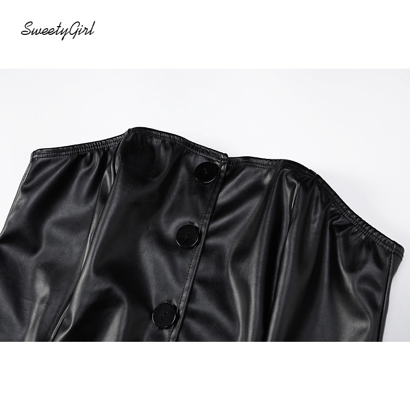 Áo ống màu trơn hở vai phối nút thời trang quyến rũ cho nữ