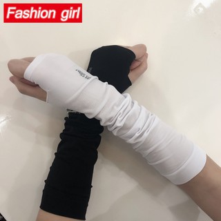Găng Tay Chống Nắng Vải Lụa Mát Thiết Kế Dài Phong Cách Hàn Quốc Cao Cấp Cho Nam Nữ