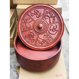 Khay đựng mứt tết, hộp đựng bánh kẹo phúc lộc thọ đế xoay 2 tầng