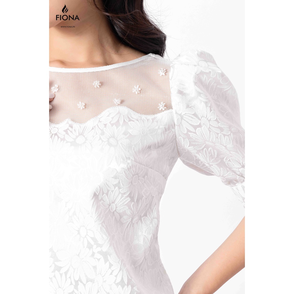 Đầm Gấm Nữ FIONA, Đầm Thiết Kế Tay Bồng Nữ Tính Thanh Lịch Mã F450779