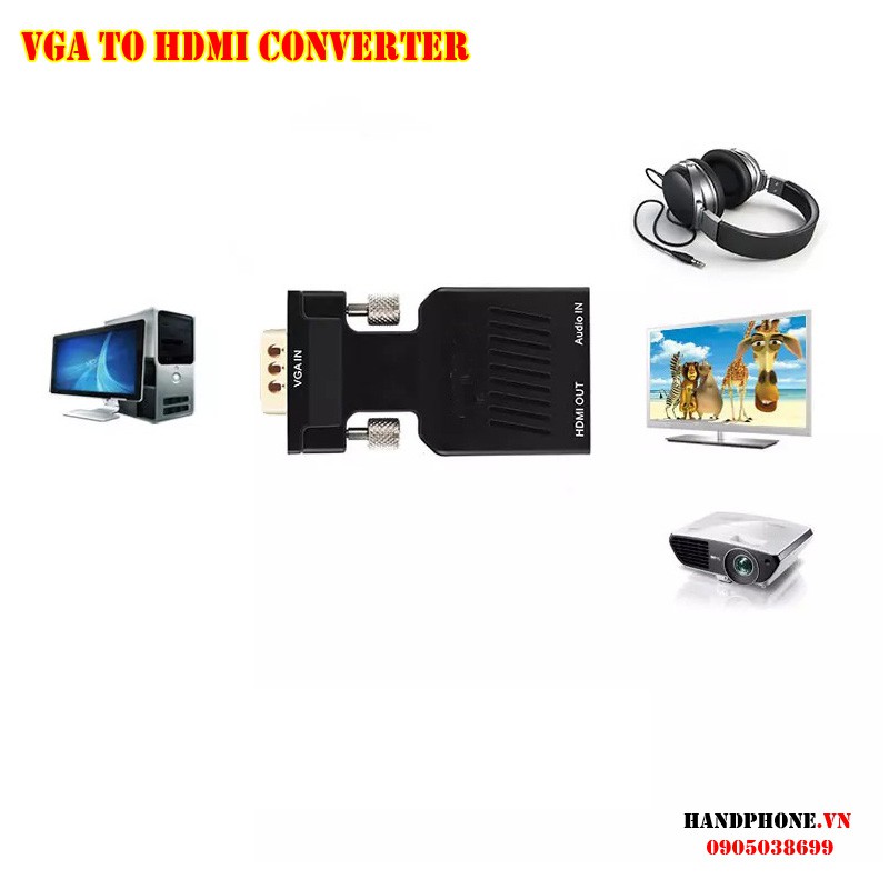 Cổng chuyển đổi VGA to HDMI, HDMI to VGA Adapter Converter