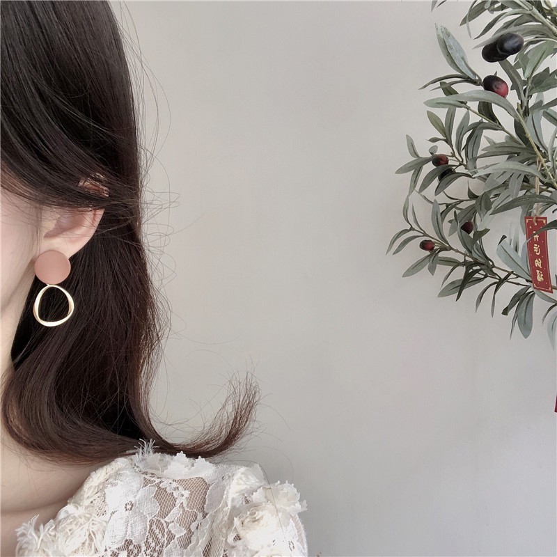 Bông tai khoen nâu mạ vàng vintage nữ tính - Mely 1403