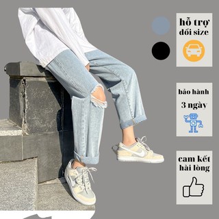 Quần jean ống rộng nam - Quần jean - Quần ống rộng rách gối unisex 3 màu