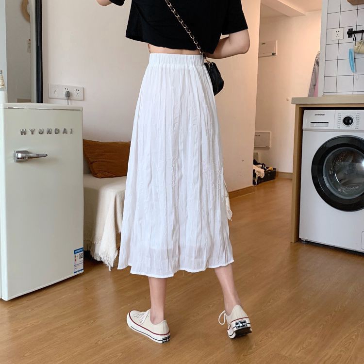 Chân váy lửng xếp li form chữ A lưng cao co giãn phong cách Hàn Quốc thời trang mùa hè cho nữ200517 | BigBuy360 - bigbuy360.vn