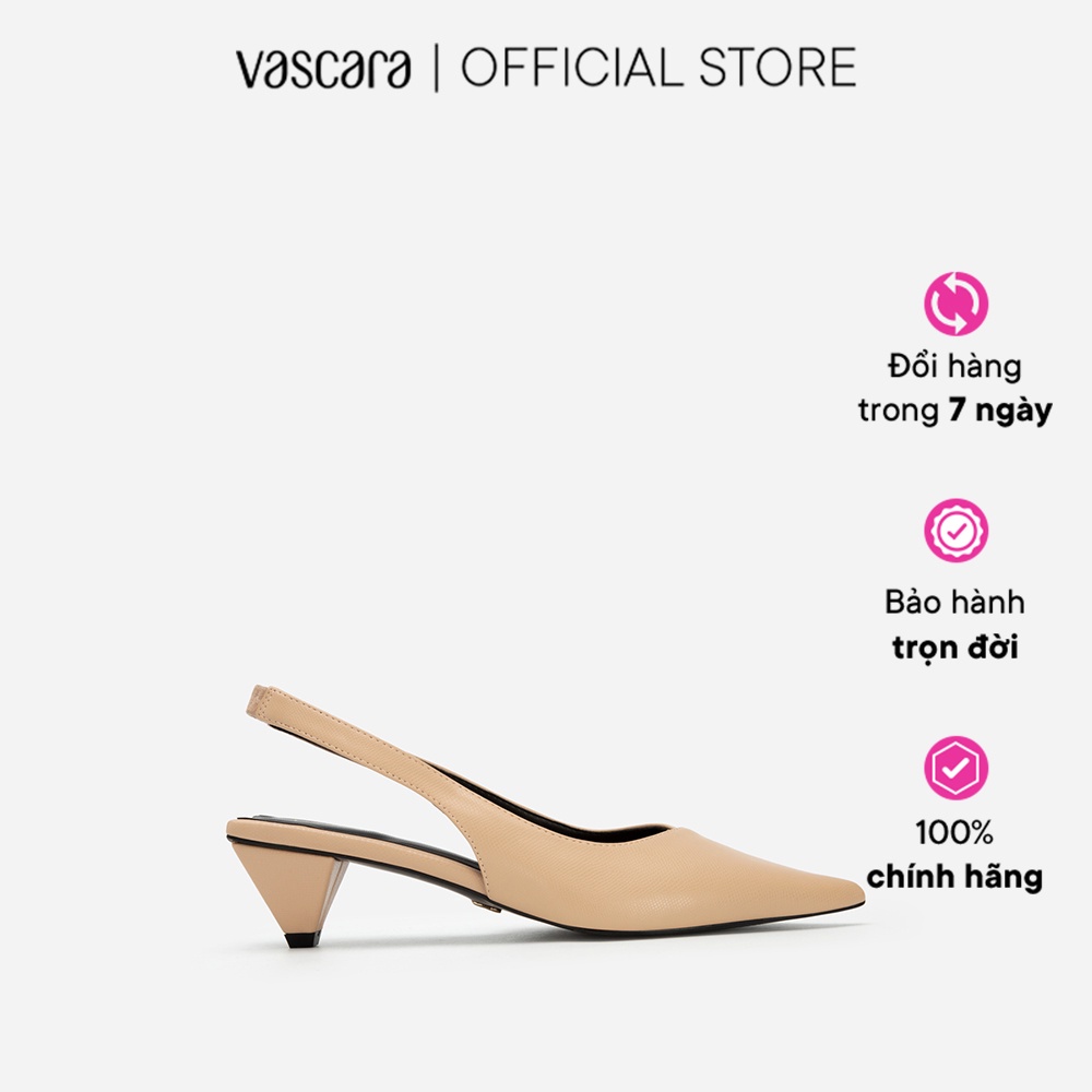 Vascara Giày Slingback Vân Da Kỳ Đà Gót Hình Nón - BMN 0526