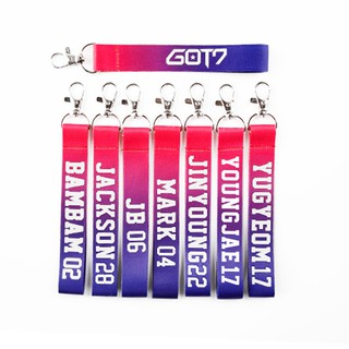 Kpop GOT7 Gardient Color Name Keychain Jackson Mark JB Phone Strap Holder Lanyard