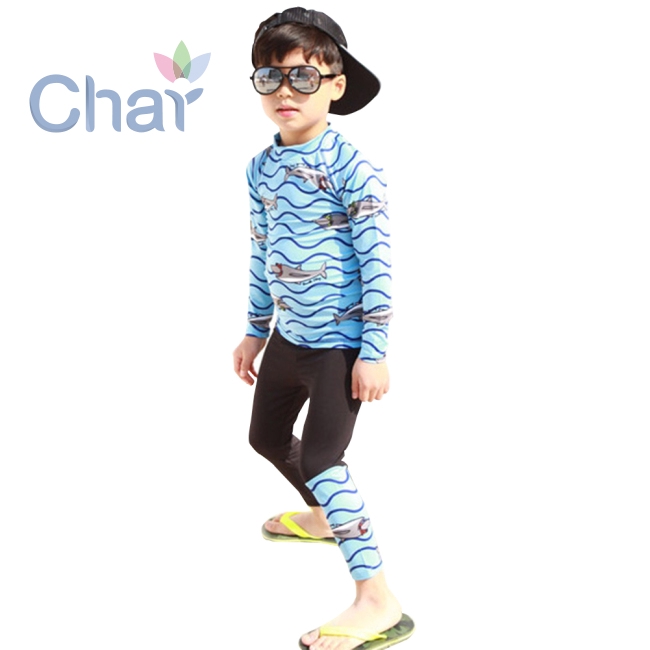 Bộ áo thun tay dài + quần dài đồ bơi cho bé trai | BigBuy360 - bigbuy360.vn