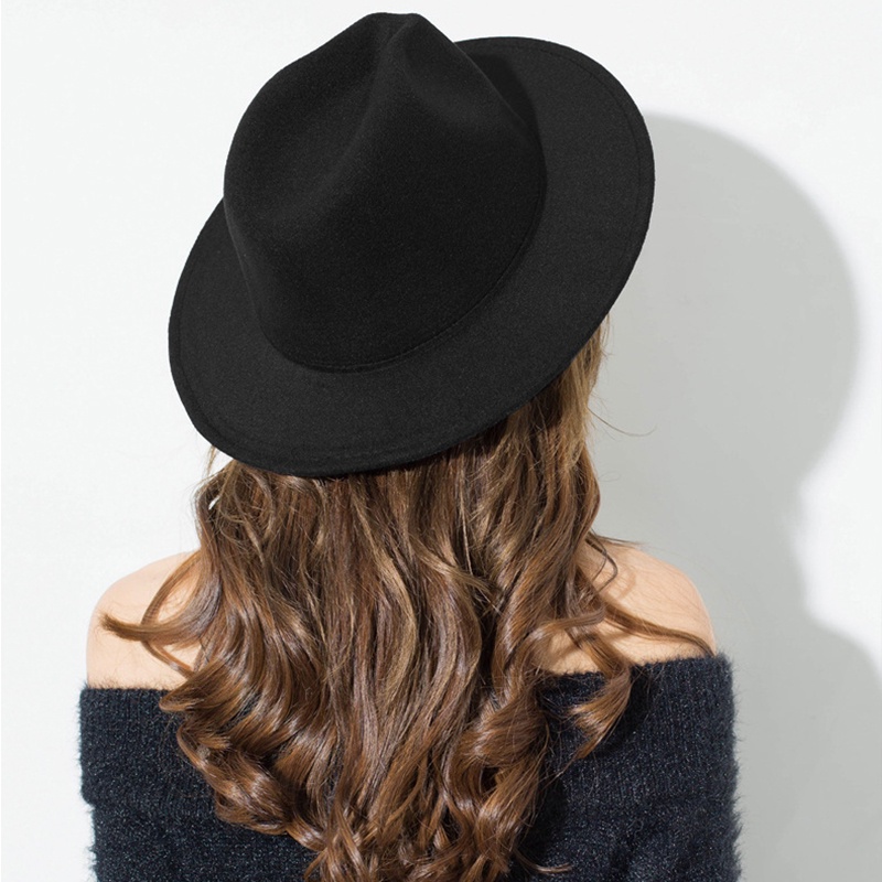 Nón Fedora Len Màu Sắc Đơn Giản Cổ Điển Dành Cho Nữ