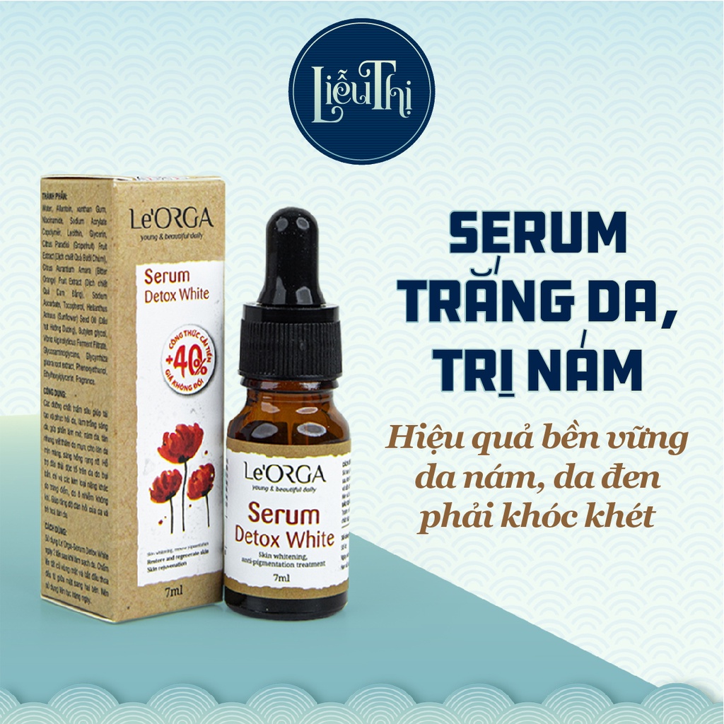 Serum Trắng Da Trị Nám Detox White - Tinh Chất Trẻ Hóa Da Tăng Độ Ẩm Huyết Thanh Giảm Lão Hóa Le'Orga 7ml