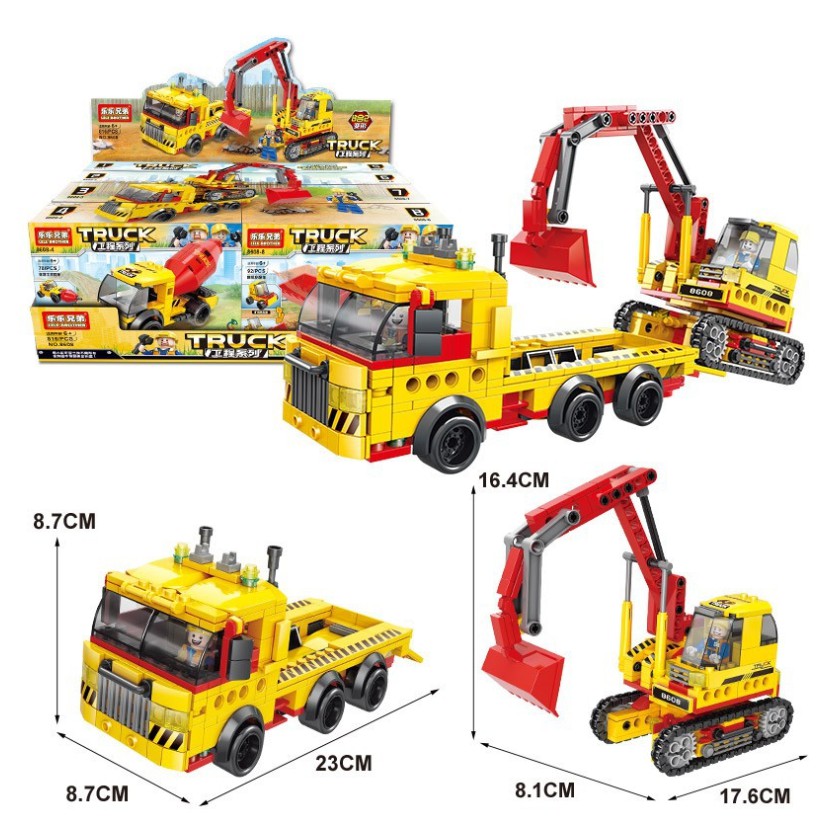 [816 CHI TIẾT] Bộ Đồ Chơi Lắp Ráp Xếp Hình LEGO OTO Biến Hình, Lắp Ráp Xe Cẩu, Máy Xúc, Xe Cứu Hỏa, Xe Tải