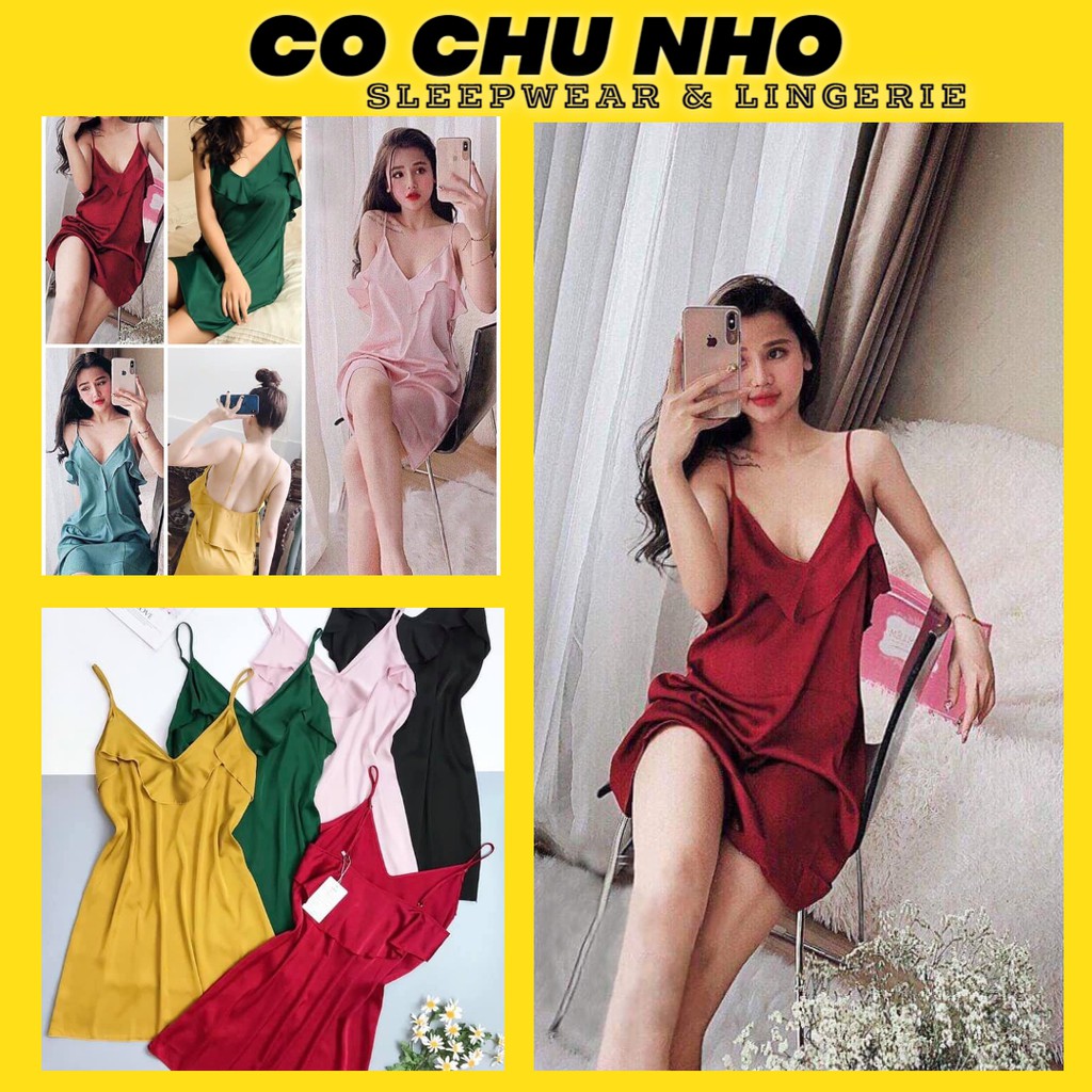 ♥️[Q11.HCM] ♥️[LL165] Váy ngủ sexy đắp bèo phi lụa cao cấp - đầm ngủ sexy satin lụa Cô chủ nhỏ chuyên sỉ