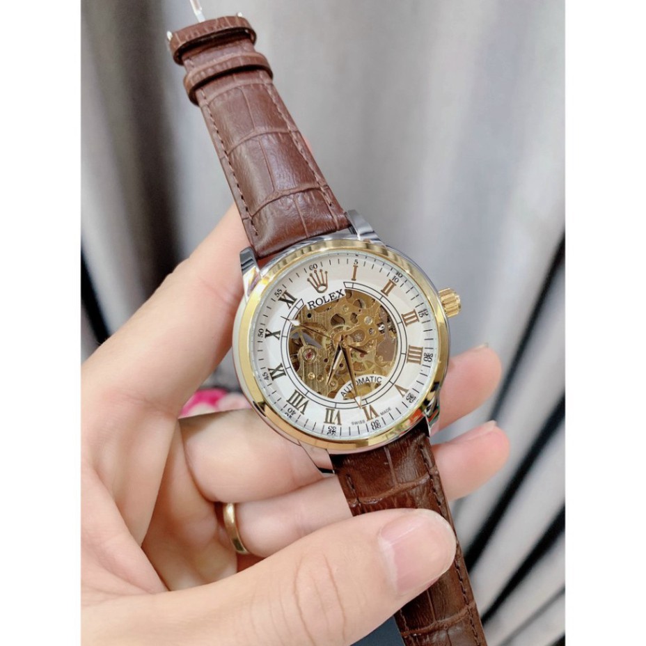 Đồng hồ Nam rolex cơ dây da cao cấp  - Bảo hành 12 tháng MTP-STORE