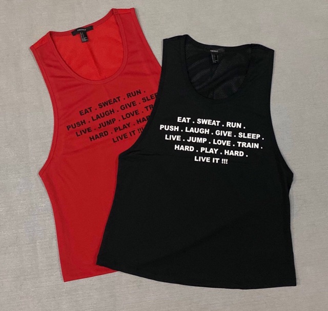 ÁO TANKTOP TẬP GYM NỮ IN CHỮ NHỎ