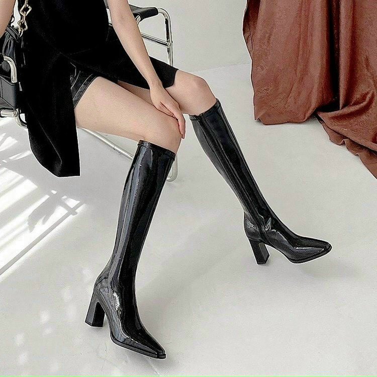 BỐT NỮ BOOT ĐÙI DA BÓNG GÓT CAO 7P CAO CẤP FULLBOX
