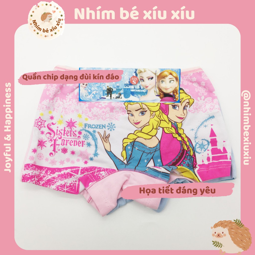 Combo 2 quần chip đùi/quần lót đùi cotton bé gái hình Elsa/Pony (15-28 kg) nhimbexiuxiu