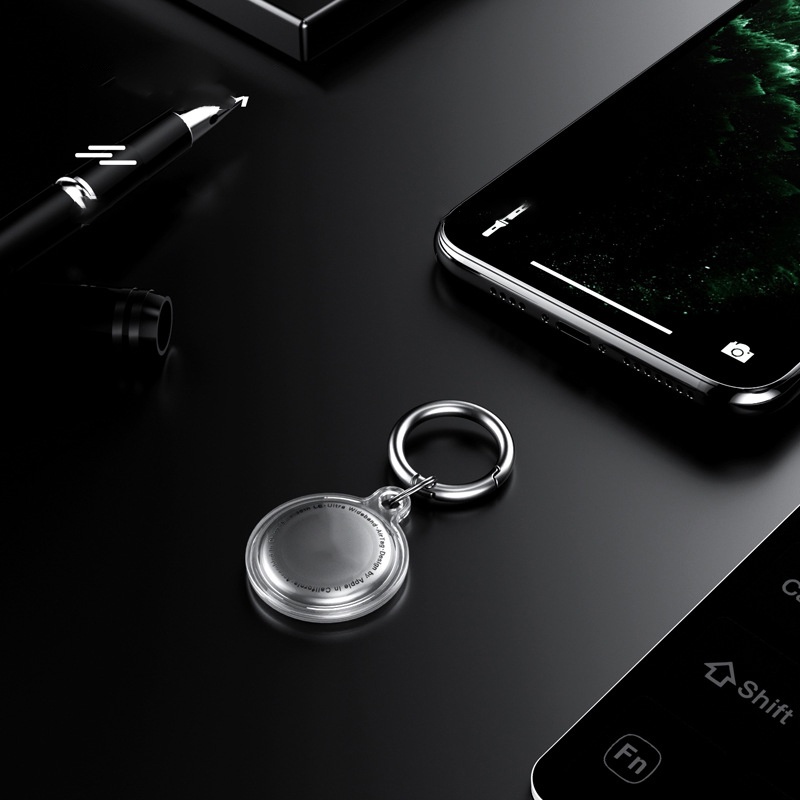 Vỏ bảo vệ TBTIC bằng silicon trong suốt kèm móc khóa thép không gỉ chống thất lạc cho Apple Airtag