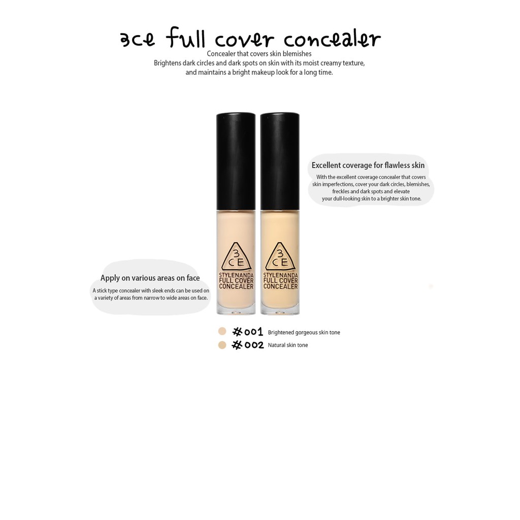 KEM CHE KHUYẾT ĐIỂM [3CE] FULL COVER CONCEALER