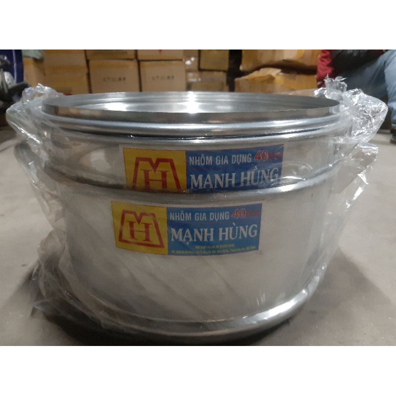 Chõ đồ xôi, hấp xôi 15kg  size 40 Mạnh Hùng,hàng dày dặn,nhôm bóng sáng(CHÍNH  HÃNG MADE VIET NAM)