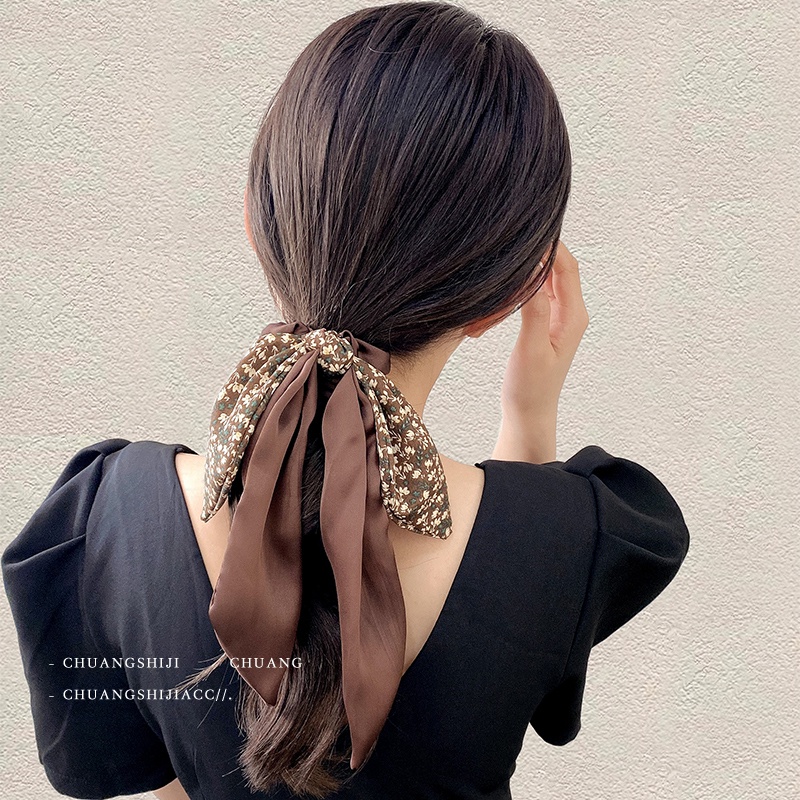 Dây Cột Tóc Co Giãn Thắt Nơ Phong Cách Pháp Xinh Xắn Cho Nữ