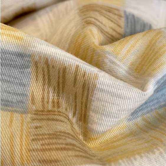 Bộ chăn ga gối cotton organic nhập khẩu kẻ vàng ga xanh Dreamhome