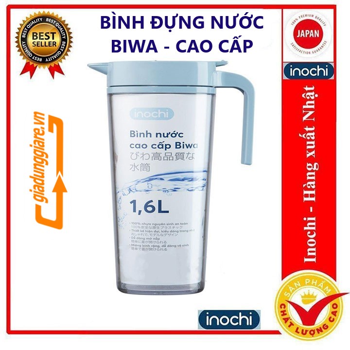 Bình nước Biwa 1600ml INOCHI tiêu chuẩn Nhật Bản nhựa AS nguyên sinh an toàn , bền đẹp , không gây độc hại cho sức khỏe