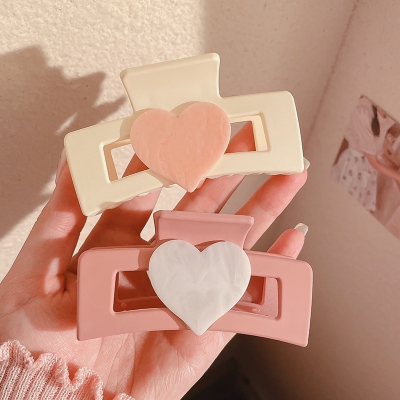 Kẹp Tóc Hình Trái Tim Màu Hồng Phong Cách Hàn Quốc Mới Cho Nữ