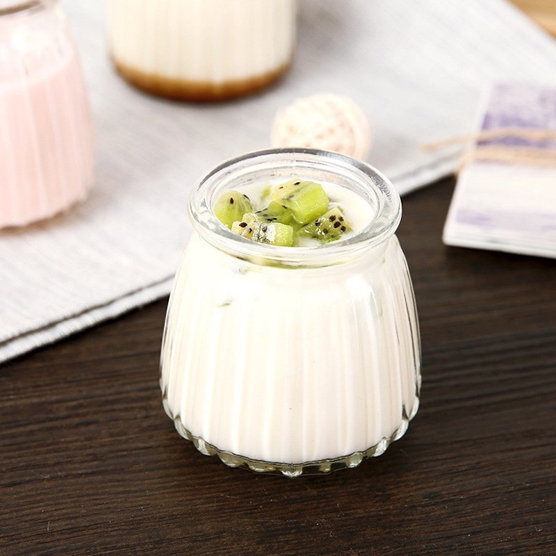 Hũ Thủy Tinh Sọc Làm Sữa Chua 100ml, Hũ Lọ Yaourt, Lọ Pudding, Hủ Làm Sữa Chua, Caramen