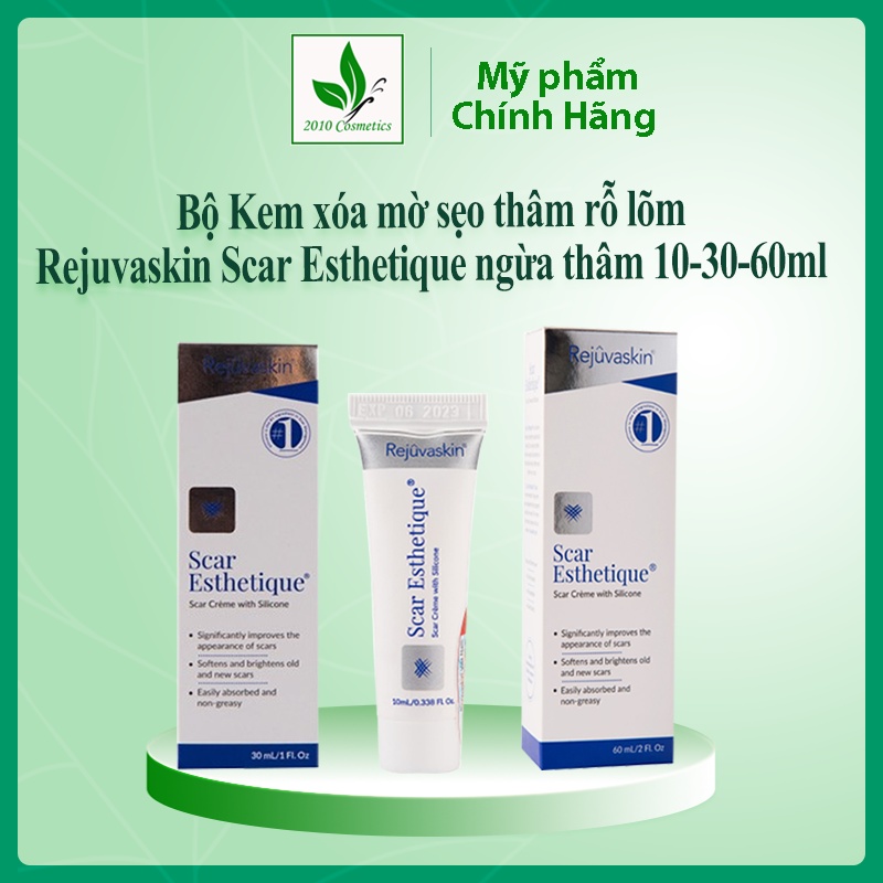 Bộ Sản Phẩm Kem xoá Sẹo Thâm,Rỗ, Lõm Scar Esthetique REJUVASKIN 10ml, 30ml, 60ml - Làm mờ sẹo nhanh chóng,