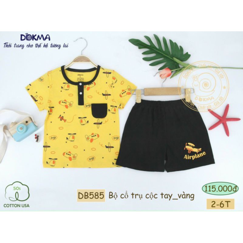 [Mã FAMAYFA2 giảm 10K đơn 50K] Bộ cổ trụ cộc tay bé trai Dokma DB585 (2-6Y)