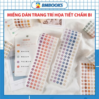 Sticker trang trí sổ tay, điện thoại, laptop, nhật ký họa tiết DOT tròn chấm bi nhiều màu sắc dài 3m BMBooks