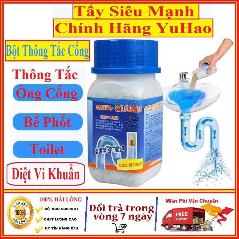 Bột Thông Tắc Cống, Đường Ống, Bồn Cầu, Bồn Rửa Mặt..Xử Lý Triệt Để Cặn Bã, Chất Thải Hữu Cơ, Lọ Tự Tiêu YUHAO