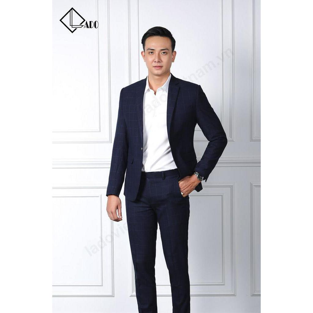 Bộ Vest kẻ ô màu xanh đen LADO 982