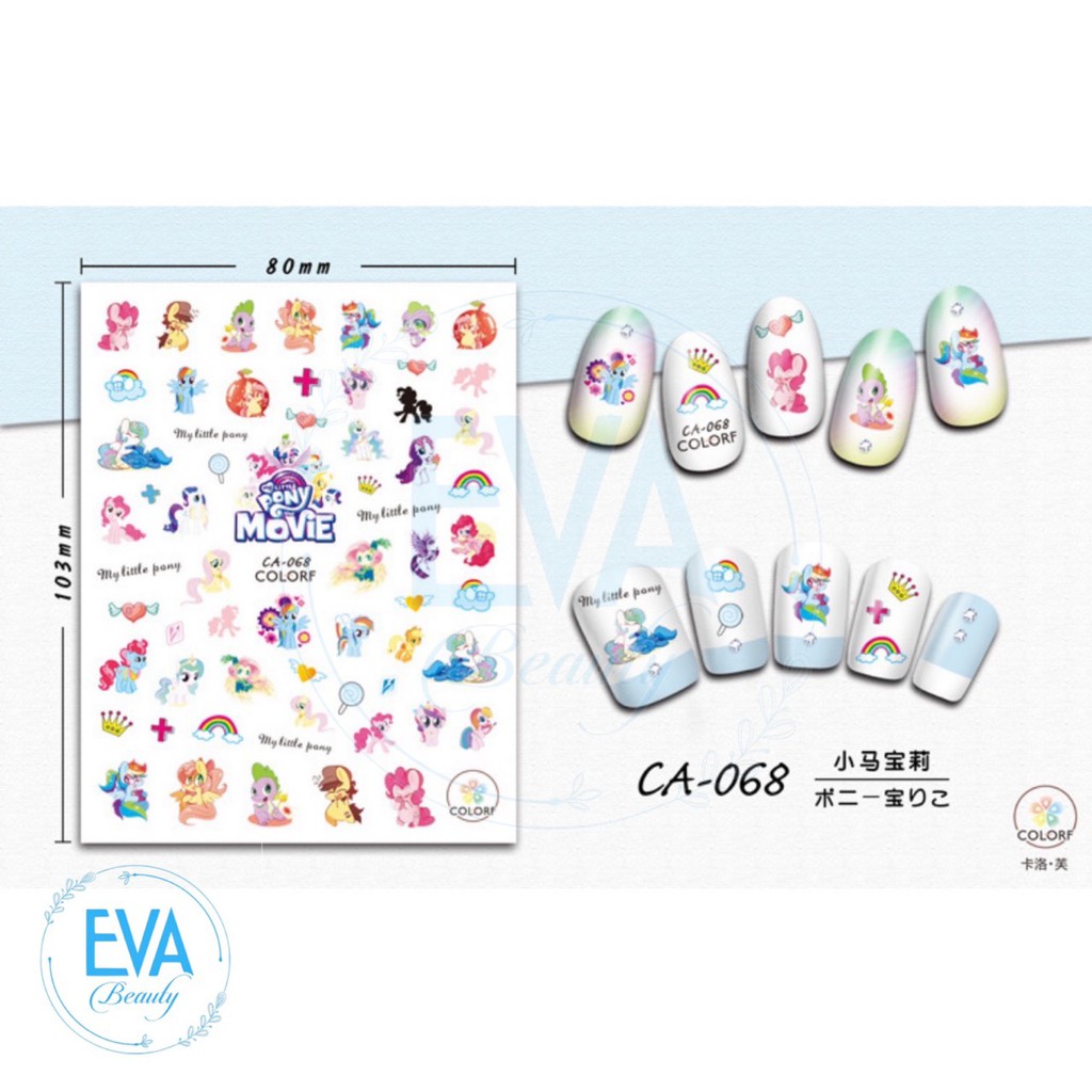 Decal Dán Móng Tay 3D Nail Sticker Tráng Trí Hoạ Tiết Ngựa Pony Thiên Thần CA065 - CA068