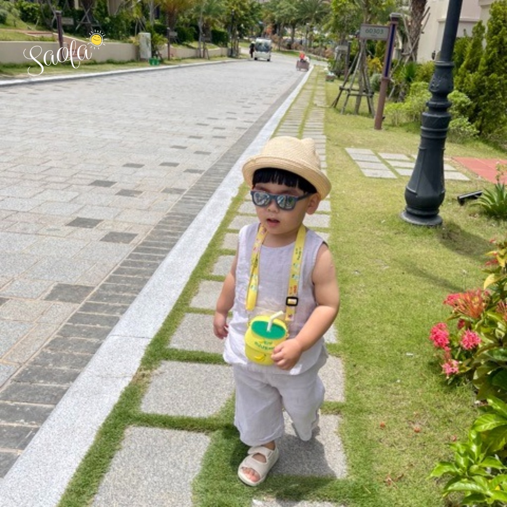 Bộ Áo Quần Linen Thoáng Mát Cho Bé Trai / Bé Gái - AMY SET - SEL009 - SAOLA KIDS CLOTHING