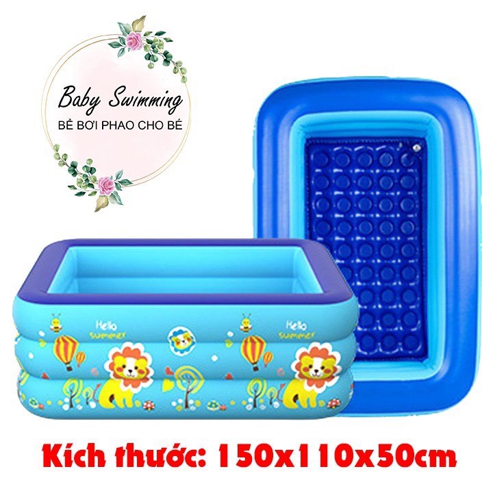 Bể Bơi Phao Cho Bé 1m5 - 3 Tầng Có Đáy Chống Trượt (sản phẩm k kèm hộp đựng)