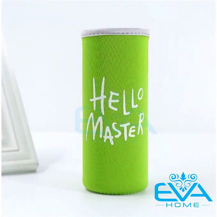 Vỏ Bọc Vải Neoprene In Chữ Hello Master Cho Bình Đựng Nước 480 Ml