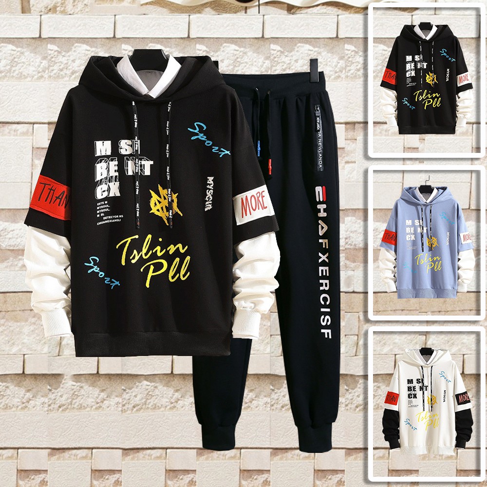 Bộ Quần Áo Nỉ Nam Áo Hoodies Có Mũ Phối Chữ THAN MORE Kết Hợp Quần Jogger Bo Gấu MENFASHION1989 SET NAM 90000142