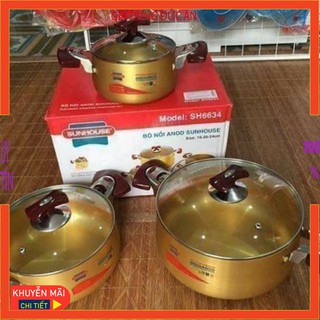 Bộ nồi sunhouse vàng sh6634