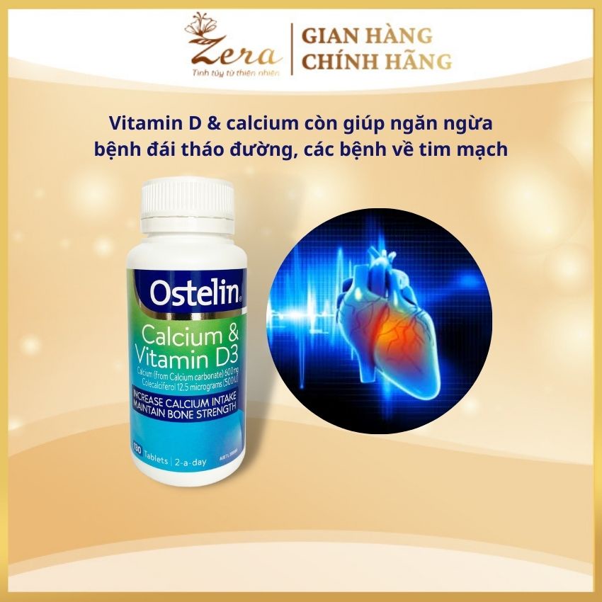 Ostelin Calcium &amp; Vitamin D3 của Úc lọ 130 viên Bổ sung Canxi Cho Bà Bầu