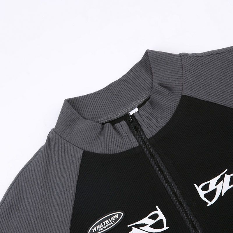 Áo Thun Ngắn Cổ Cao Dáng Ôm In Họa Tiết Phối Khóa Kéo Thời Trang Cho Nữ