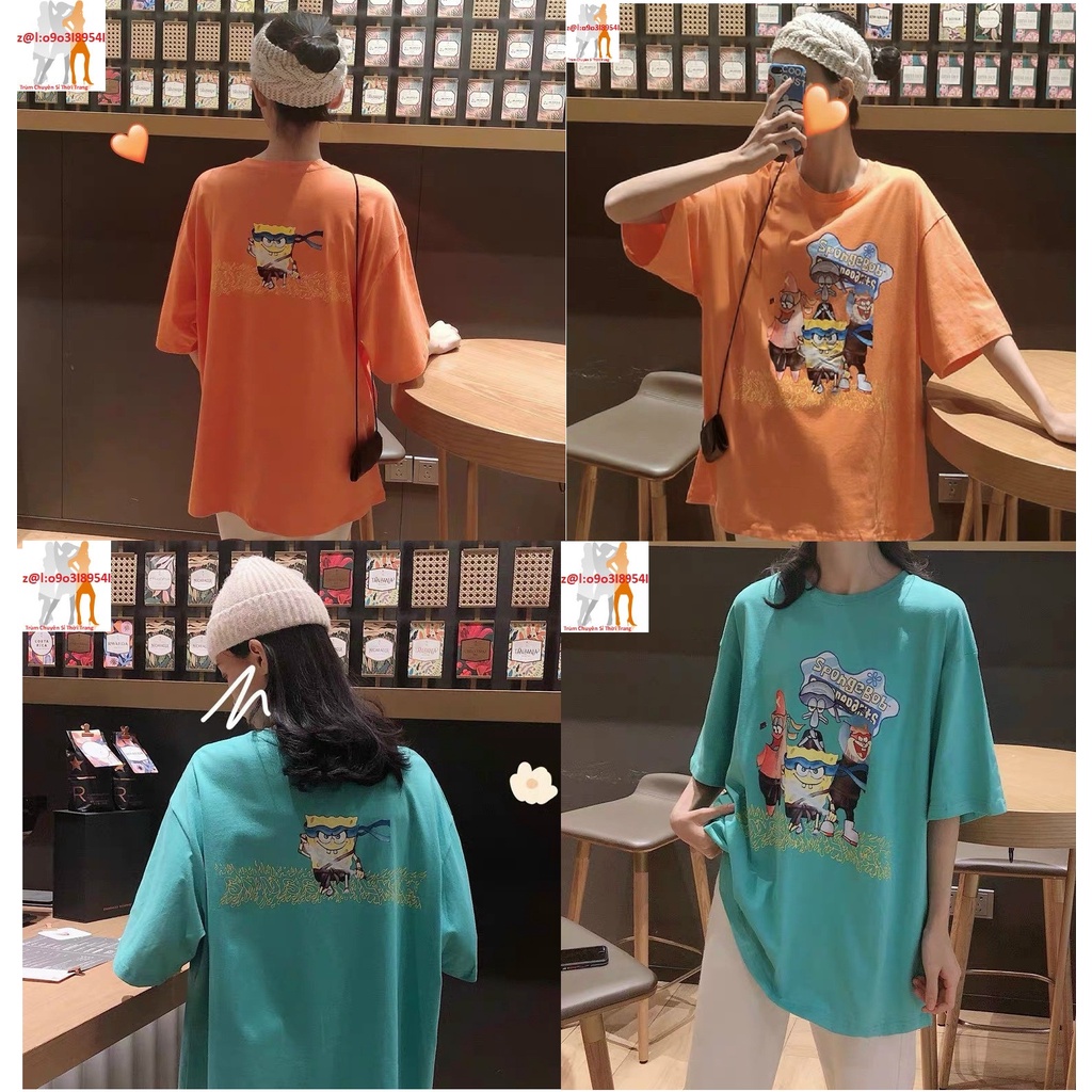 Áo thun unisex nam nữ đều mặc được - Chữ SpongeBob